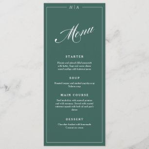 Menu Cardápio de Jantar de Casamento Escrita à Mão Verd