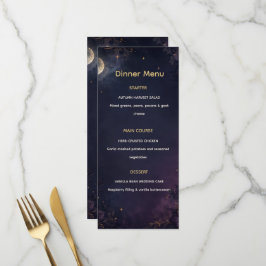 Menu Cardápio de Jantar de Casamento Gótico Celestial E