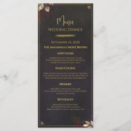 Menu Cardápio de Jantar de Casamento Moderno Preto e Do