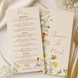 Menu Cardápio de Jantar de Casamento no Jardim de Flore