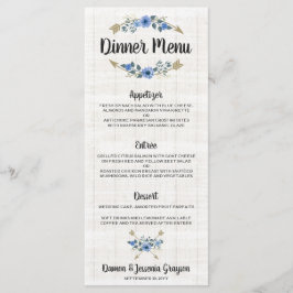 Menu Cardápio de Jantar de Casamento Rústico Boho com F