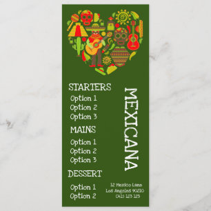 Menu cardápio de jantar de comida de restaurante mexica