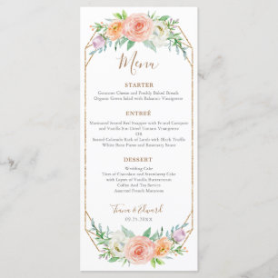 Menu Cardápio de Jantar de Flor de Aquarela Geométrica