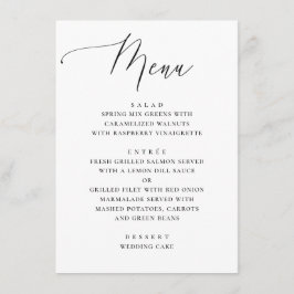 Menu Cardápio de Jantar de Noiva Clássico Preto e Branc