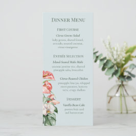 Menu Cardápio de Jantar de Noiva Floral Elegância Tropi