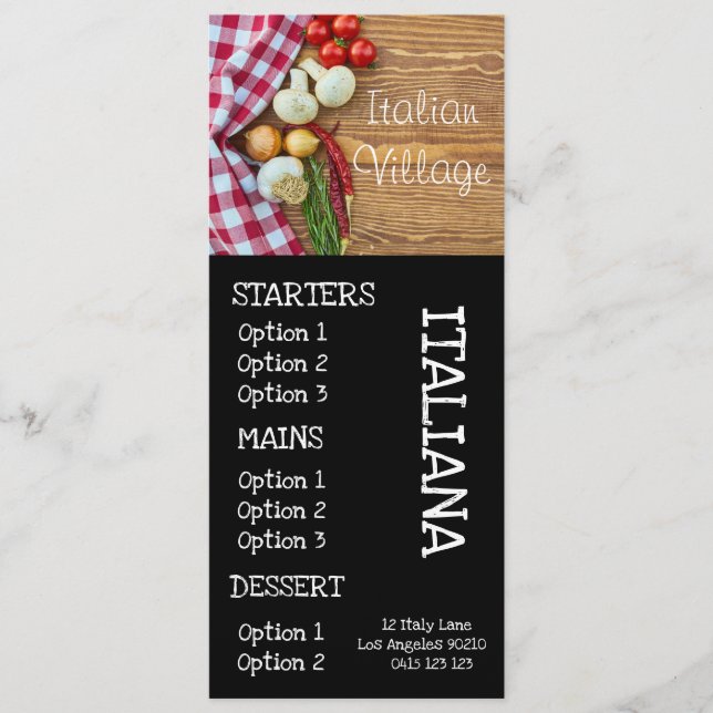 Menu cardápio de jantar de pizza de restaurante italian (Frente)