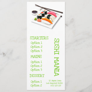 Menu Cardápio de jantar de restaurante japonês de sushi