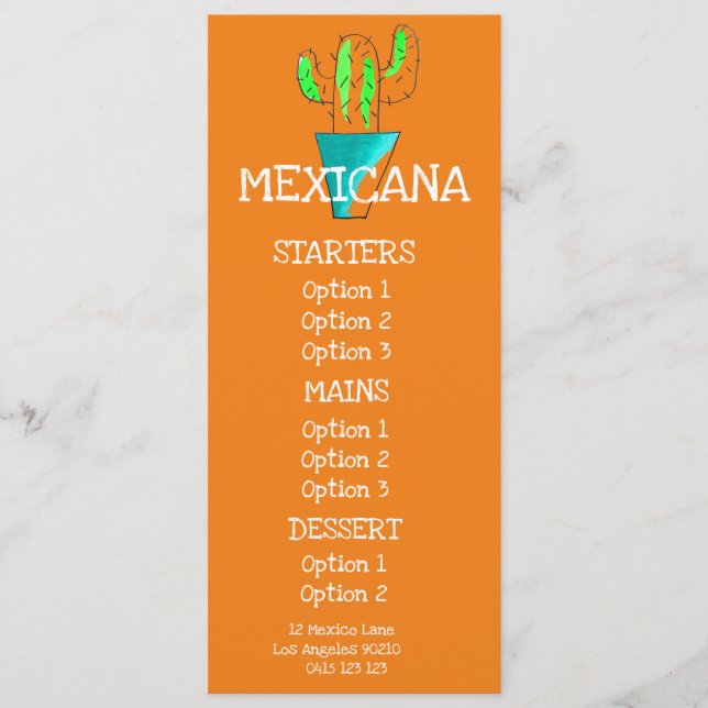 Menu cardápio de jantar de restaurante mexicano (Frente)