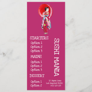 Menu Cardápio de jantar de sushi restaurante japonês de