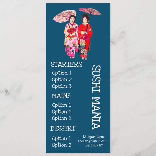 Menu Cardápio de jantar de sushi restaurante japonês su (Frente)