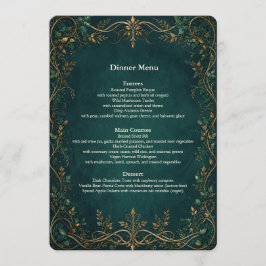 Menu Cardápio de Jantar do Bar de Casamento na Floresta
