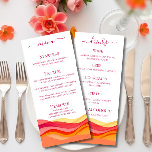 Menu Cardápio de Jantar e Bar de Casamento Ondas de Cor
