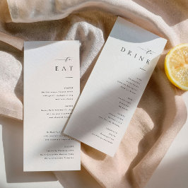 Menu Cardápio de Jantar e Bebidas de Casamento Minimali