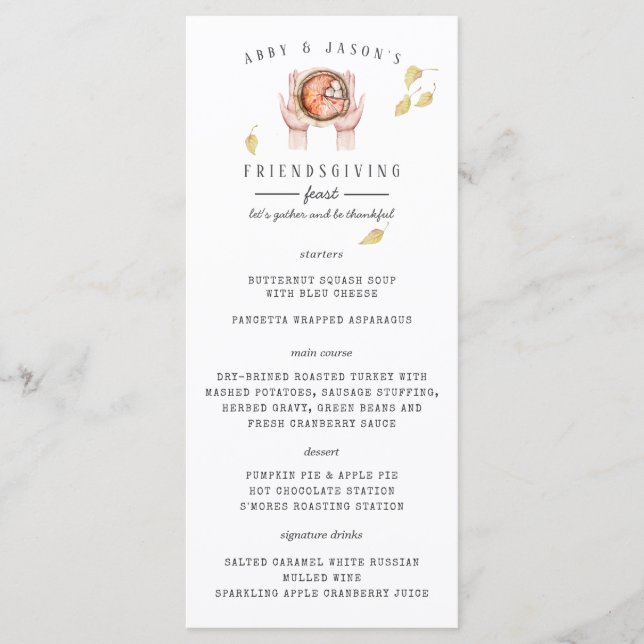 Menu Cardápio de Jantar Personalizado para o Jantar de  (Frente)