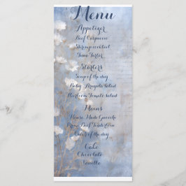 Menu cardápio de jantar rústico azul