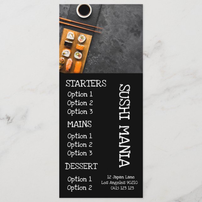 Menu Cardápio de jantar sofisticado de restaurante japo (Frente)