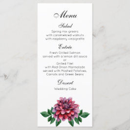 Menu Cardápio de janto de casamento. Dahlias