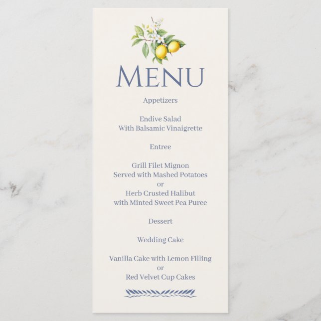 Menu Cardápio de Limões Italianos (Frente)