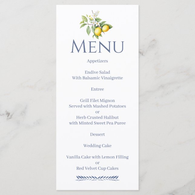 Menu Cardápio de Limões Italianos (Frente)