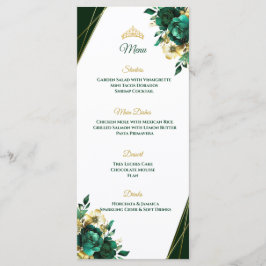 Menu Cardápio de mesa de Quinceñera em verde esmeralda