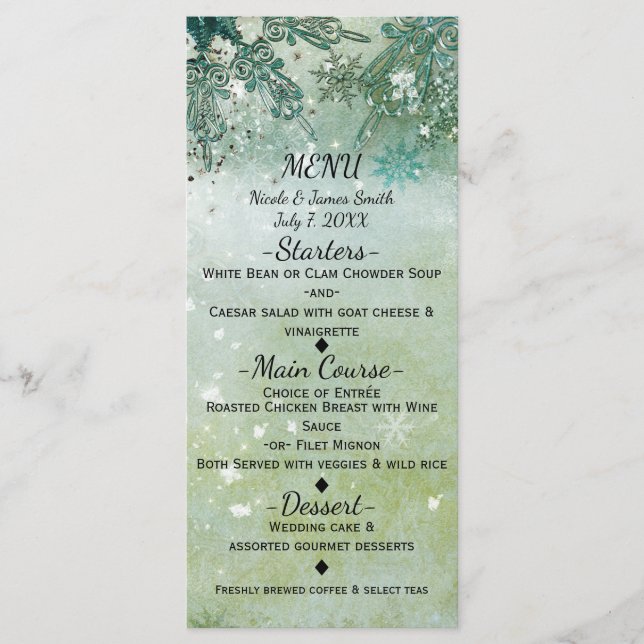 Menu Cardápio de Natal Flocos de Neve Espetacular de In (Frente)