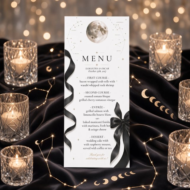 Menu Cardápio de Noite de Luxo Celestial Lua Arco Preto (Criador carregado)