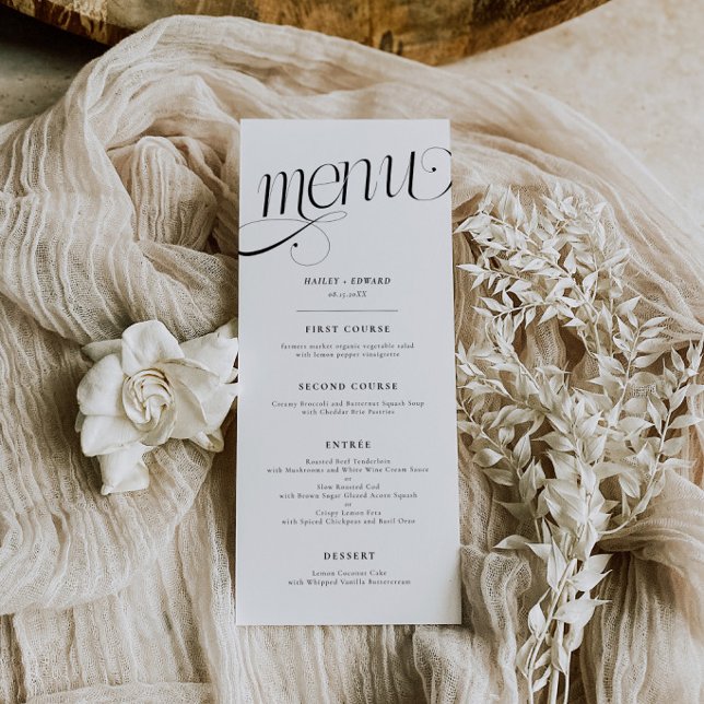 Menu Cardápio de Noiva Branco Redemoinho Elegante (Criador carregado)