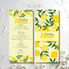 Menu Cardápio de Noiva Elegante de Limão