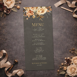 Menu Cardápio de Noiva Floral Bege Elegante