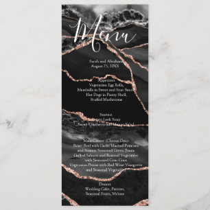 Menu Cardápio de Noiva Minimalista Formal de Luxo Preto