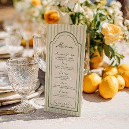 Menu Cardápio de Noiva Plano com Listras Verdes