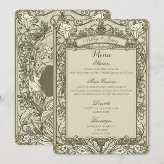 Menu Cardápio de Noiva Vintage Elegante Marrom Dourado