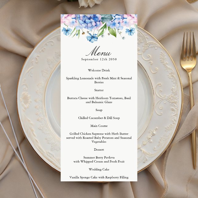 Menu Cardápio de Papel de Casamento com Borda de Hortên (Criador carregado)