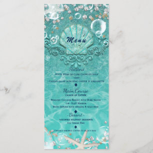 Menu Cardápio de Praia Teal Enchanted Sea Starfish & Bu
