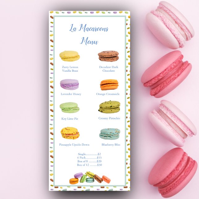 Menu Cardápio de Preços de Sabores de Macarons Francese (French Macaroons Flavor Price Menu: Tempt, Indulge, and Captivate Your Customers' Senses!)