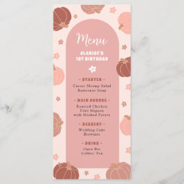 Menu Cardápio de Primeiro Aniversário Boho Abóbora Rosa