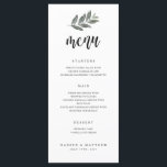 Menu Cardápio de Recepção de Casamento com Galho de Aqu<br><div class="desc">Este cardápio de casamento apresenta um gráfico de galho de aquarela feito à mão e uma escrita elegante para criar uma exibição elegante da refeição da noite.</div>