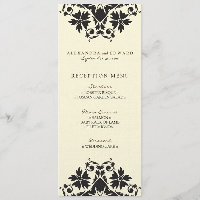 Menu Cardápio de Recepção de Casamento com Selo Decorat (Frente)