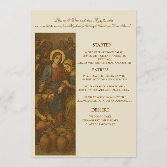 Menu Cardápio de Recepção de Casamento Cristão (Frente)