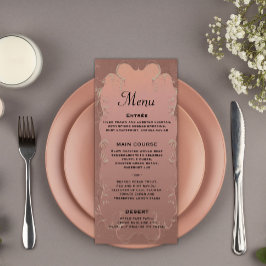 Menu Cardápio de Recepção de Casamento em Rose Gold Ele
