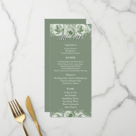 Menu Cardápio de Recepção de Casamento Floral Branco Ve