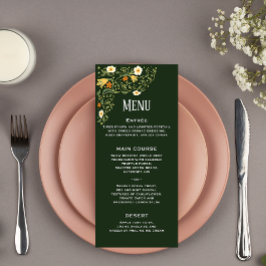 Menu Cardápio de Recepção de Casamento Floral Verde