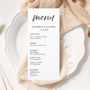 Menu Cardápio de Recepção de Casamento Preto e Branco c