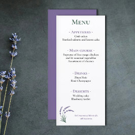 Menu Cardápio de Recepção de Casamento Simples Lavanda