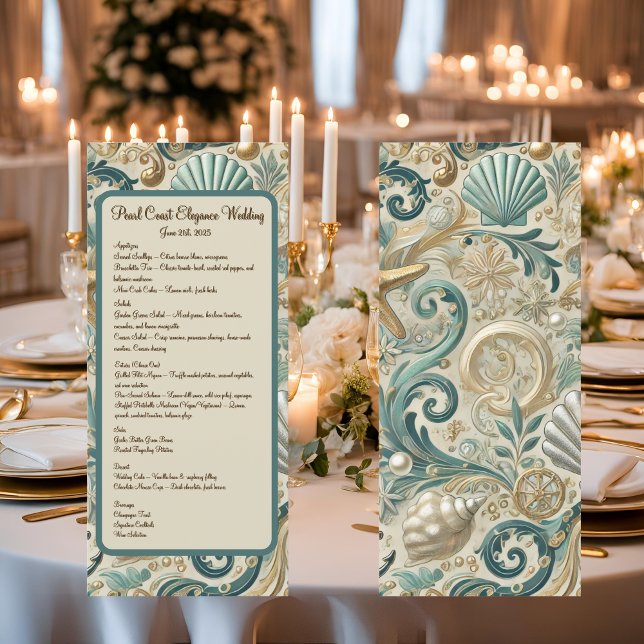 Menu Cardápio de Recepção Pearl Coast Elegance (Criador carregado)