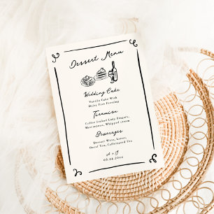Menu Cardápio de Sobremesas de Casamento Desenhado à Mã
