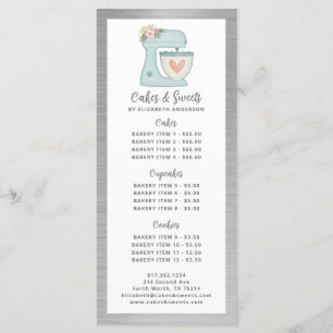 Menu Cardápio de Sobremesas do Chef de Padaria