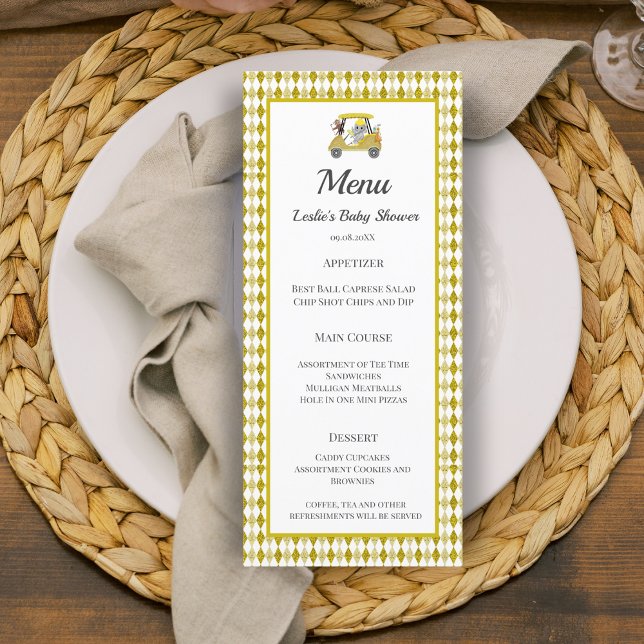 Menu Cardápio do Chá de Bebê do Elefante e Macaco de Go (Criador carregado)