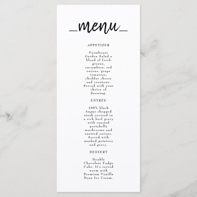 Menu Cardápio do Restaurante Café Lounge (Frente)