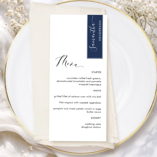 Menu Cardápio Elegante Personalizado da Marinha com Nom (Criador carregado)